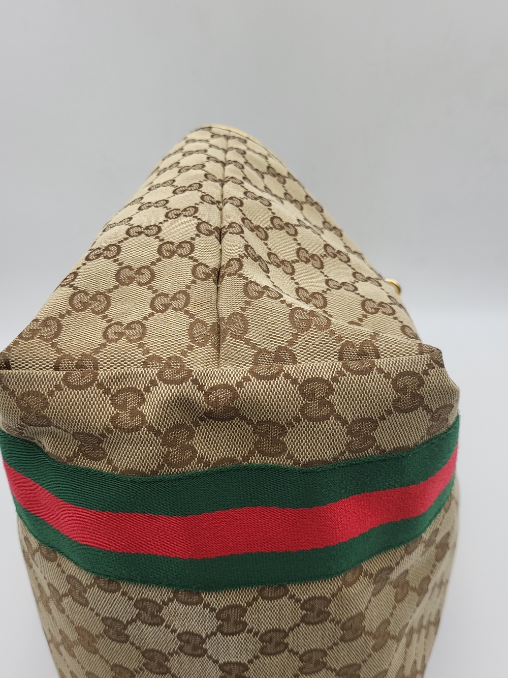 GUCCI GG Canvas Web Sherry Line Patent Leather Jolie Large Tote Bag..Auth W/COA - Picture 6 of 16